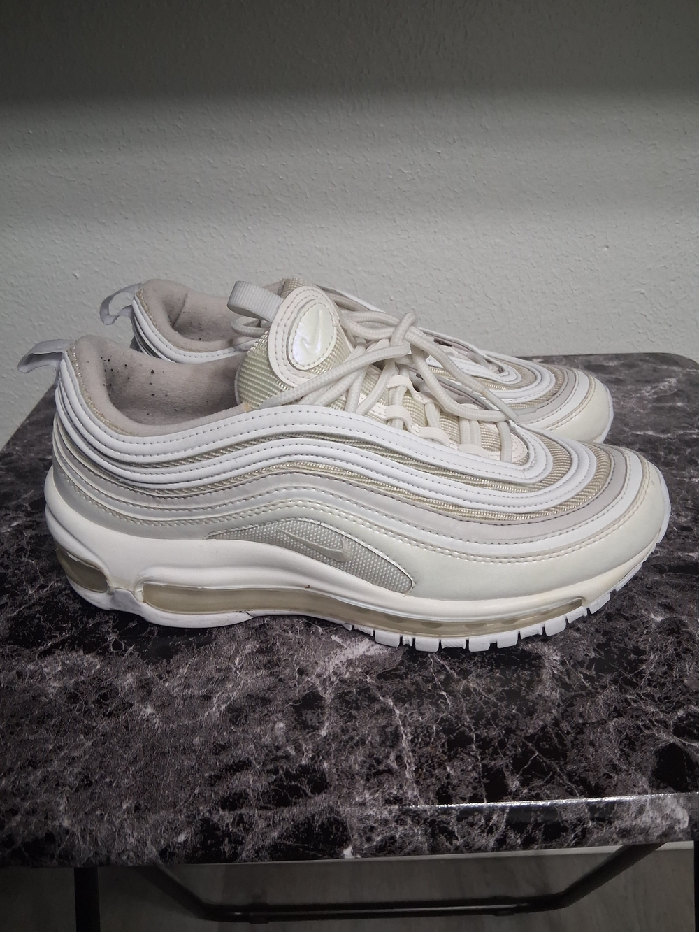 Nike Air Max 97 Cream/White Wave Sneakers Size 6Y